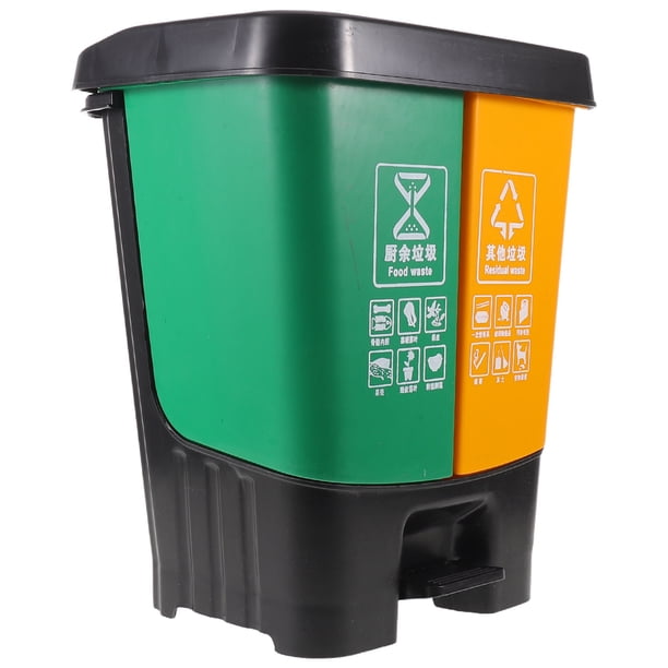 BEADCEST Bote De Basura Para Cocina Y Con Pedal Doble Compartimento Para Separación De Residuos Secos Y Húmedos