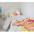 thumbnail image 4 of Ambesonne Ice Cream Quilted Bedspread Set 2 Pcs, Cherries Colors, Twin Size, Multicolor, 4 of 6