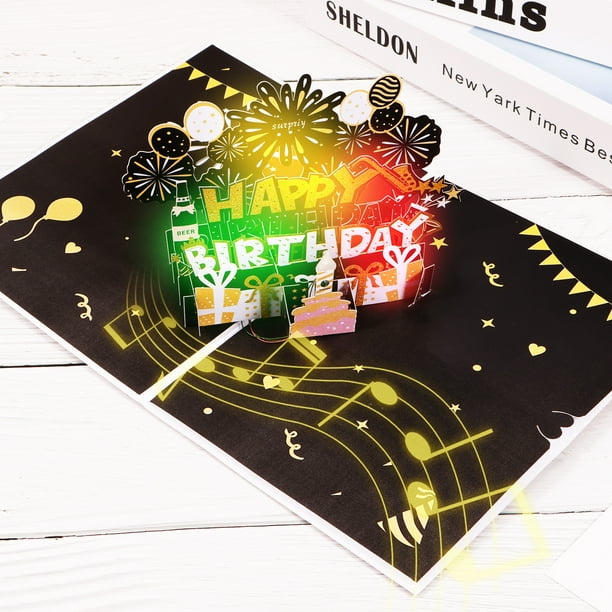 Tarjeta Emergente Musical Birthday Cards Happy Birthday con Luz y Música 3D Emergente Birthday Cards Soplar Vela Emergente Cards Musical Happy Birthday Greeting Tarjeta for Niños Hombres y Mujeres