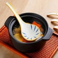 thumbnail image 2 of 4 Uds cuchara de sopa de cerámica ramen mango extendido cuchara pequeña cuchara curva vajilla, 2 of 6