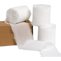 3 pack white Chiffon Ribbon Rolls, 4cm x 5m, Chiffon Silk Ribbon with Fringe for Bridal Bouquets Wedding Invitations Floral Arrangements Gift Wrapping Home Decor