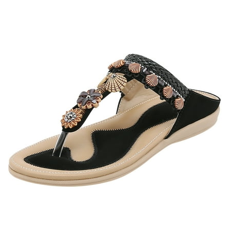 

HSMQHJWE Sandals For Women Glitter Jelly Sandals For Women Womens Sandals Flip Flops For Women With Arch Support Comfort Slip On Casual Bohemia Beach Rhinestone Sandal Ladies Travel Walking F