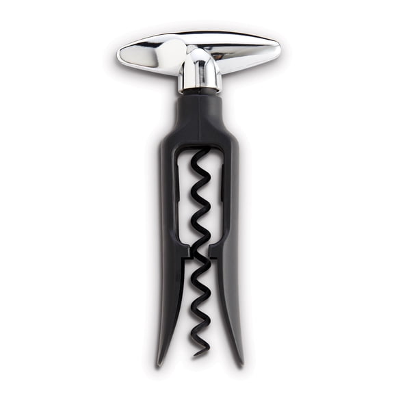 HIC Kitchen Bar Soft-Touch Winged Corkscrew, Easy Removal For Natural And Synthetic Corks, Extra-Long Worm, Built-In Bottle Opener, Wine Accessory