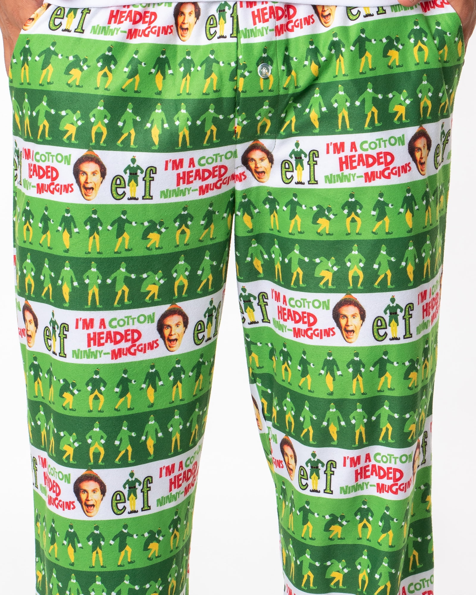 Elf The Movie Mens' Film Cotton-Headed Ninny-Muggins Buddy Christmas Holiday 2pc Sleep Pajama Pant Set