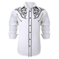 thumbnail image 5 of Men Shirts Western Cowboy Embroidered Long Sleeve Button Down Lapel Business Blouses Casual Slim Fit Hawaiian Shirt for Men White XXXL, 5 of 5