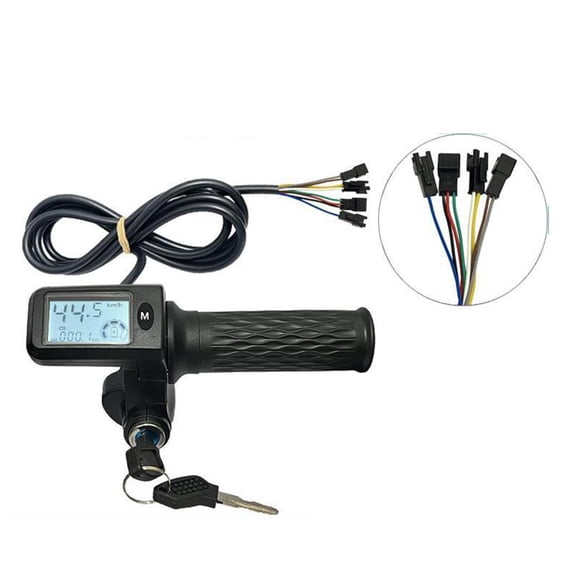 Electric Bike Throttles,Electric Twist-Throttles Grips,Universal Electric Bicycle Scooter Twist Handlebar with LCD Display and Key Lock for E-Scooter Bicycle,Half Twist ThrottlesGrip