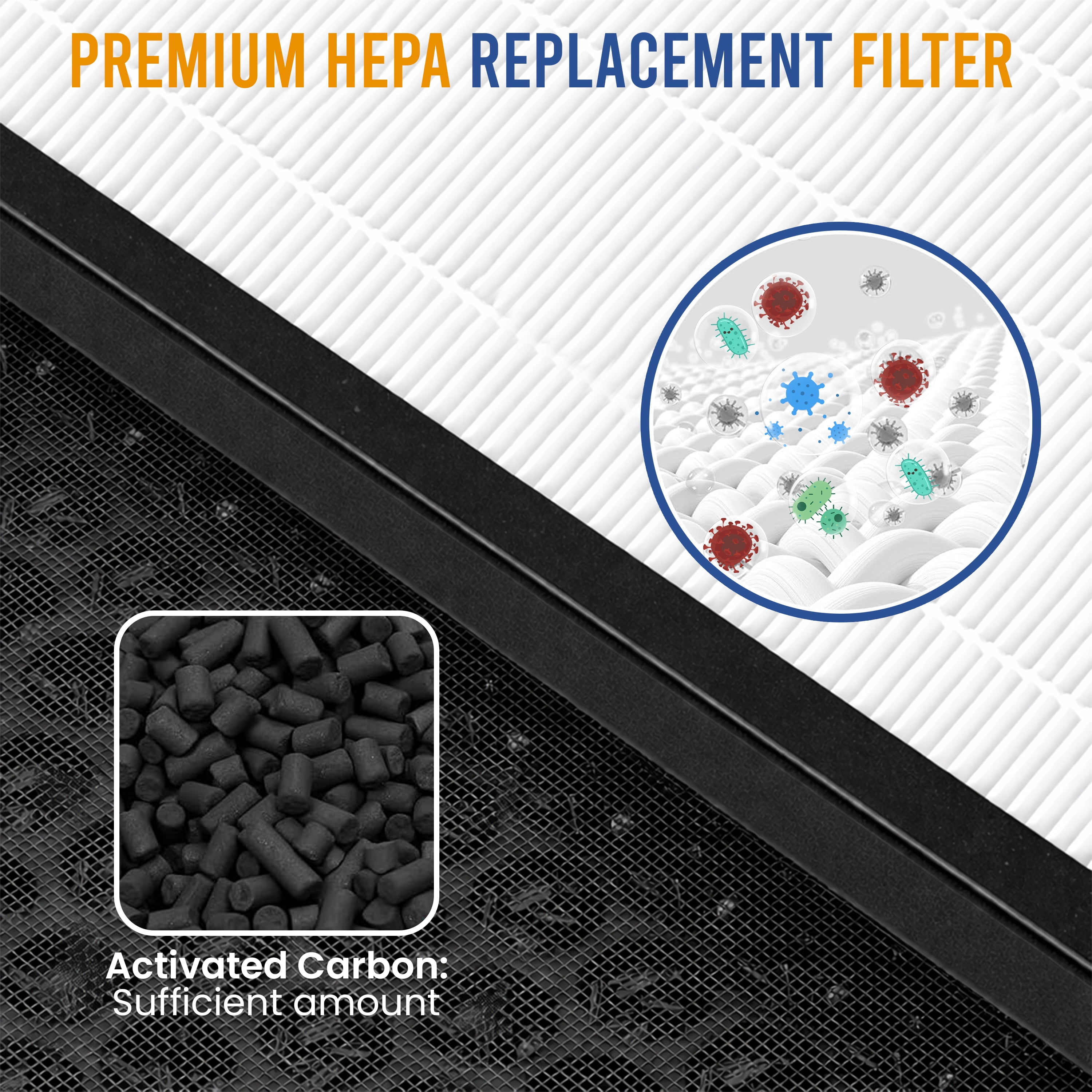 TZ-K2 Replacement Filter for Tolife Air Purifier Filter, Ture H13 HEPA TZ K2 A Air Purifier Filter, 3 Pack