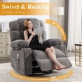 thumbnail image 2 of UHOMEPRO Swivel Rocker Recliner Chair, 360 Degree Manual Recliner Chair with Heat and Massage, Cup Holders, USB Port, Side Pockets, Wide Seat for Living Room, Gray, 2 of 8