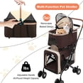 thumbnail image 6 of MINGYI 3-in-1Double Pet Stroller,Foldable Portable Pet Travel Strolling Cart for Medium Small Dogs Cats, up to 50lbs(Brown), 6 of 9