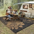 thumbnail image 3 of Tapis d'Extérieur Réversible Imperméable, Tapis de Patio en Paille Plastique Motif Floral, Résistant aux UV et aux Intempéries, Portable avec Piquets, pour Camping Porche Terrasse Balcon Cour Arrière, Noir+blanc/bleu Foncé+blanc/brun Noir, 3 of 8