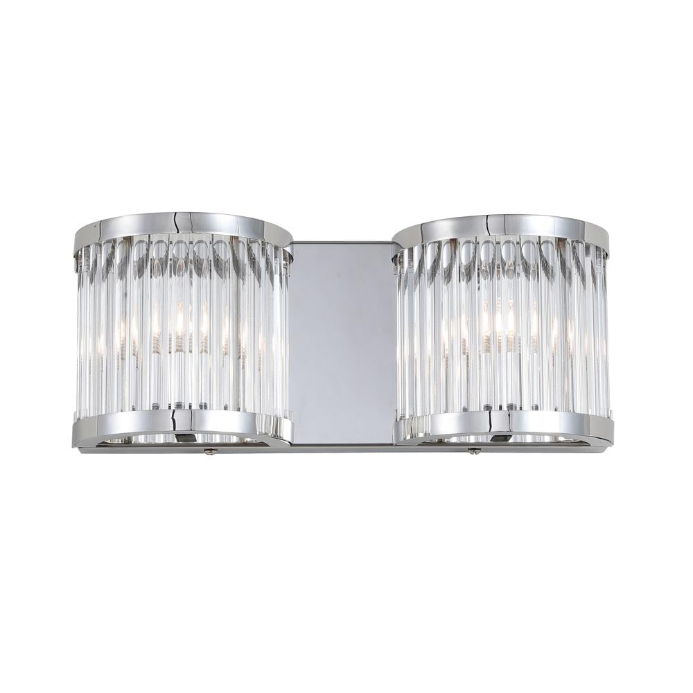 Safavieh Karter Modern Glam Two Light Wall Sconce, Chrome/Clear