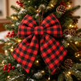 thumbnail image 7 of Red Black Plaid Christmas Bow, 11.81 x 9.84 Inch Wreath Bow for Christmas Tree, Mantel, Door & Outdoor Decor, Wired Holiday Ribbon for Gift Wrapping, 7 of 7