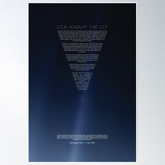 The Pale Blue Dot - Carl Sagan | Version 2.0 2020 Revisited Poster Wall Art, Modern Wall Decor, 8x12 UNFRAMED