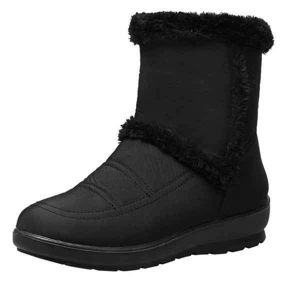 Gyexs Womens Winter Snow Boots Lined Warm Waterproof Side Zip Ankle Boots Non Outdoor Booties Comfortable Shoes Black Size 7