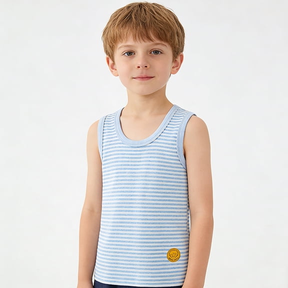 BRGZLK Girl's Tank Tops Summer Trendy Soft Comfort Striped Sleeveless Round Neck Casual Cute Fitted Knit Camisole Tops,Teen Girl Clothing Blue 9-10 Years
