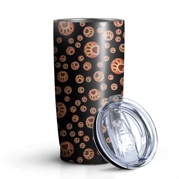 20oz Tumblers Red Dog Art Footprint Stainless Steel Vacuum Insulated Double Wall Travel Tumbler Cups Mug with Lid and Straw,Cleaning Brush for Cold & Hot Drinks