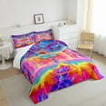 thumbnail image 4 of Basketball Print Queen Bedding Sets for Girls Sports Comforter Set Queen, Watercolor Tie Dye Duvet Insert Basketball Court Down Comforter, Rainbow Aesthetic Bedding Comforter Sets Kids Room Decor, 4 of 6