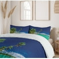 thumbnail image 6 of Ambesonne Fiji Duvet Cover Set, Exotic Beach and Coconut Trees, King, Night Blue Turquouise, 6 of 6