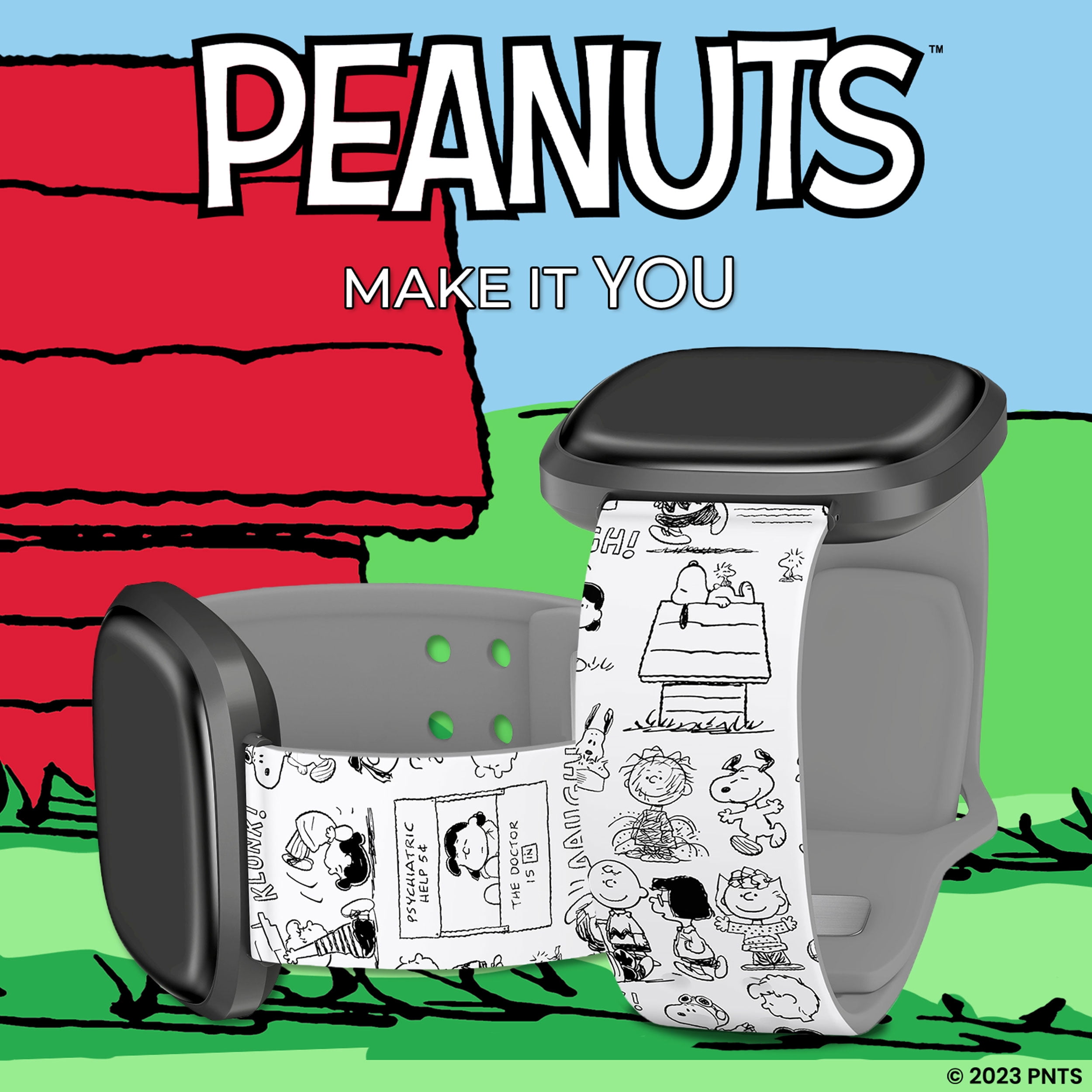Peanuts Classic HD Unisex Watch Band Compatible with FitBit Versa 3 & Sense (20mm Short Comic Style) by Affinity Bands