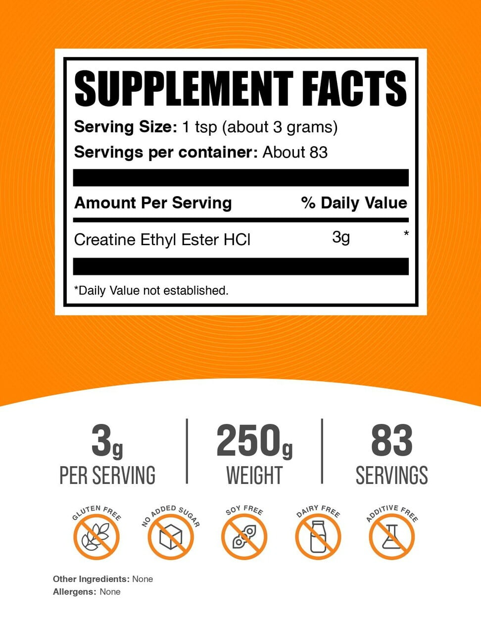 BulkSupplements Creatine Ethyl Ester HCl (CEE) Powder - 250 Grams (8.8 oz)