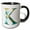 Black/White, variant on 3drose, Turquoise and Image of Gold Leafy Monogram Initial K, 11oz Two-tone Yellow Mug