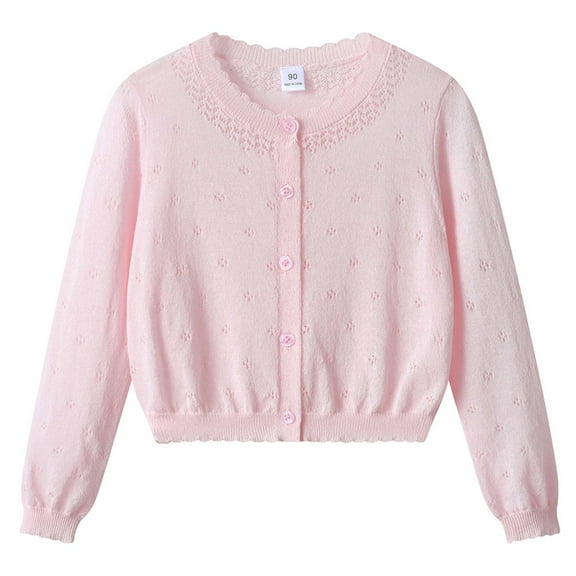 Gubotare Little Girls Cardigan Sweater Girls Cardigan Kids Cardigan Sweater Long Sleeve Toddler Girl Soft Knit Cardigan Size 3T 4T (Pink,3-4 Years)