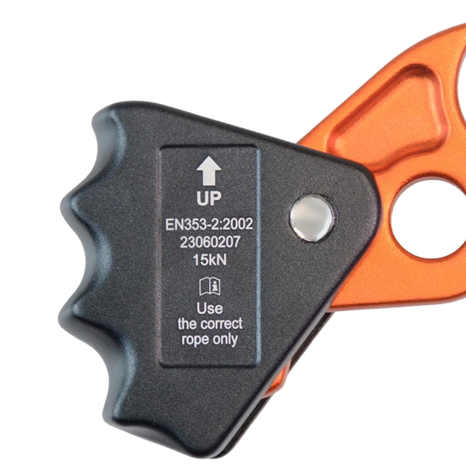 figatia Climbing Rope Grab Fall Arrester 15kN Rope Grabber Aluminum Alloy Ascender Equipment Climbing Stop Descender for Expedition Orange