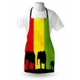 thumbnail image 4 of Silhouette Apron, Savannah Fauna Trees Family on Flag, Unisex Kitchen Bib with Adjustable Neck for Cooking Gardening, Adult Size, Yellow Lime Green, by Ambesonne, 4 of 4