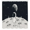 thumbnail image 3 of Ambesonne Astronaut Shower Curtain, Space Happy, 69"Wx75"L, Black White, 3 of 3