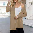 thumbnail image 4 of CheerKidz Women's Casual Basic Long Sleeve Open Front Sweater Simple Solid Color Relaxed Fit Buttonless Cardigan Tops(Coffee,2XL), 4 of 8