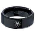 thumbnail image 2 of Tungsten Lion Lioness Panthera Leo Band Ring 8mm Men Women Comfort Fit Black Beveled Edge Polished, 2 of 4
