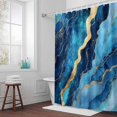 thumbnail image 5 of Ombre Blue Golden Marble Texture Fabric Shower Curtain Abstract Lines Art Washable Shower Curtains for Bathroom, Waterproof Bath Curtain with Hooks Home Decor 36x72in, 5 of 8