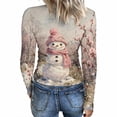 thumbnail image 7 of Craaazy Christmas Blouses for Women Long Sleeve Round Neck Slim Fit Stretch Knit Tops Festive Graphic Print Pullover for Party Casual Outfits Gifts, 7 of 7