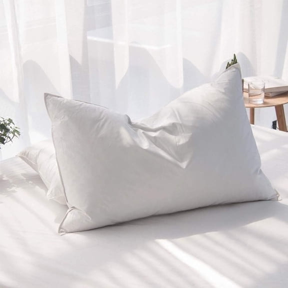 Goose Feathers and Down Pillow King Size Set of 1 Cotton Cover Downproof White