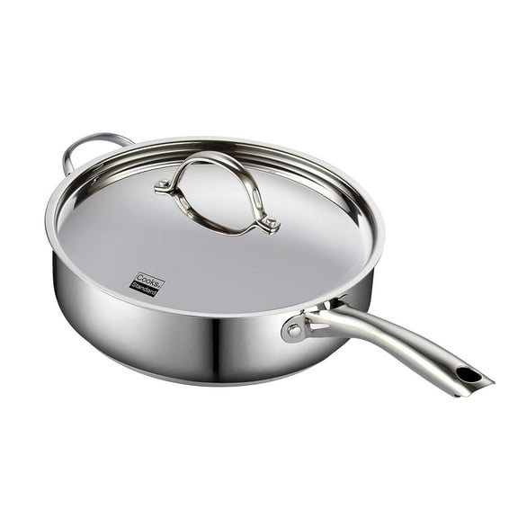 Cooks Standard 4-Quart Stainless Steel Sauté Pan with Lid, 10.5-inch Deep Frying Pan Induction Cookware, Oven Safe Large Skillet Jumbo Cooker with Stay-Cool Helper Handle