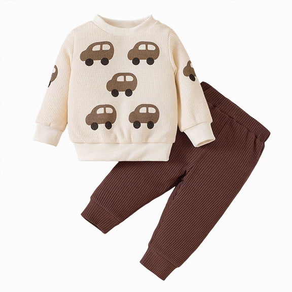 Baby Toddler Boys Fall Clothing Set Winter Cartoon Long Sleeve Elastic Waist 3M 6M 12M 18M 24M 2T 3T Everyday Outfit 2 PC