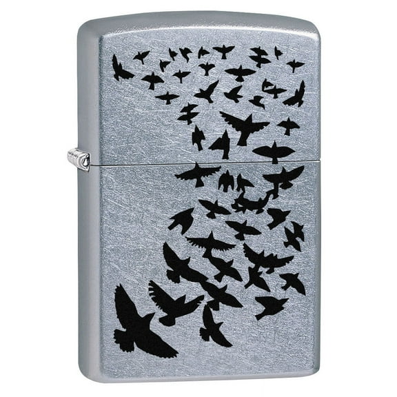 Zippo Lighter: Black Birds Flying - Street Chrome 80208