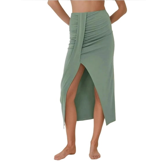 High Waist Bodycon Drapped Maxi Skirt
