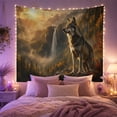 thumbnail image 2 of Grey Wolf Stands With Atop Rugged Rocky Outcrop, Mystical Fantasy for Space Lovers, Galaxy Room Decor, Thanksgiving Hostess Gift, Tapestry Wall Hanging for Bedroom and Dorm, 2 of 7