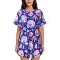 thumbnail image 1 of Fotbe colorful Skull mushroom rainbow Conjunto de Pijama Estampado para Mujer, 2 Piezas, Ropa de Dormir con Camiseta de Manga Corta y Shorts Suaves-Medium, 1 of 6