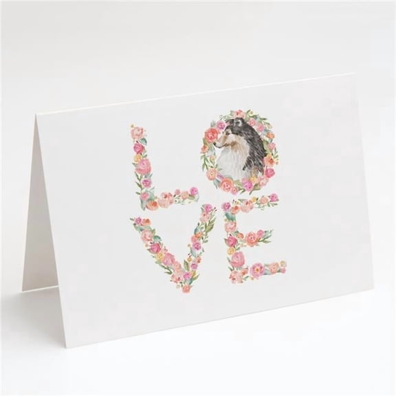 Sheltie #10 LOVE Greeting Cards and Envelopes Pack of 8 7 in x 5 in