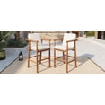 thumbnail image 6 of 2PCS Outdoor Counter Height Bar Stools - Acacia Wood with Backrest/Armrest Removable Beige Cushions 400LBS Capacity for Patio/Pool/Garden, 6 of 10