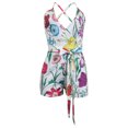 thumbnail image 2 of Akmipoem Sexy Short Rompers Flowers for Women Deep V Neck Wrap Summer Mini Jumpsuits, 2 of 4