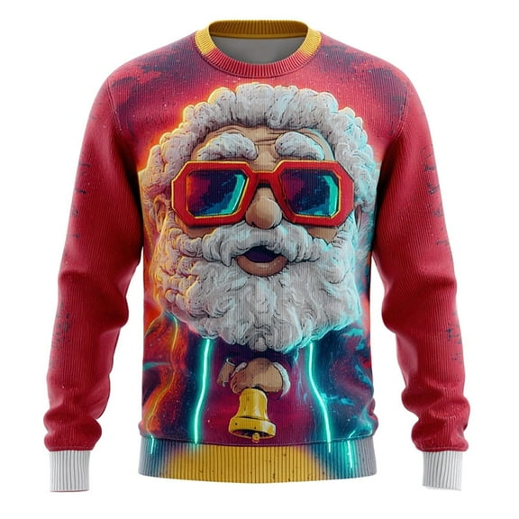 Rhuody Christmas Mens Sweatshirts O Neck Santa Graphic Long Sleeve Xmas Pullover Sweatshirt S Red