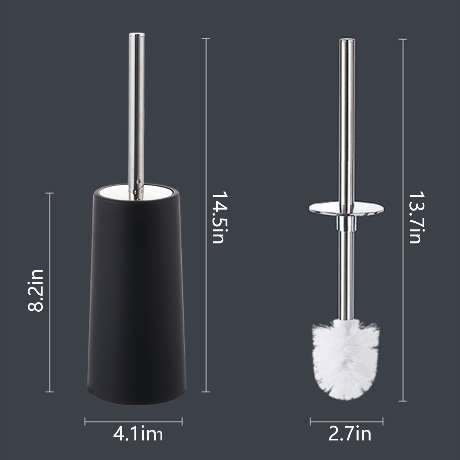 Yrmaups 2Pcs Toilet Brush And Holder, Compact Freestanding Splashproof Bathroom Toilet Brush Set with 304 Stainless Steel Handle for Toilet and Bathroom Cleaning, Plastic Base and Stand