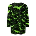 thumbnail image 4 of WTOBBY Women's Halloween Printed V-Neck Button Detail Tee with 3/4 Sleeve, Casual Weekend Fashion Top for Fall Season, Comfortable Daily Wear Apparel,Green L, 4 of 6