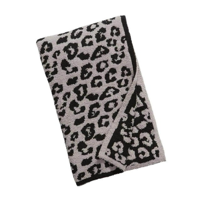 pitrice Couverture Jetée Imprimé Léopard Flanelle Polaire Couvertures en Peluche pour Canapé Gris 40x47 Po