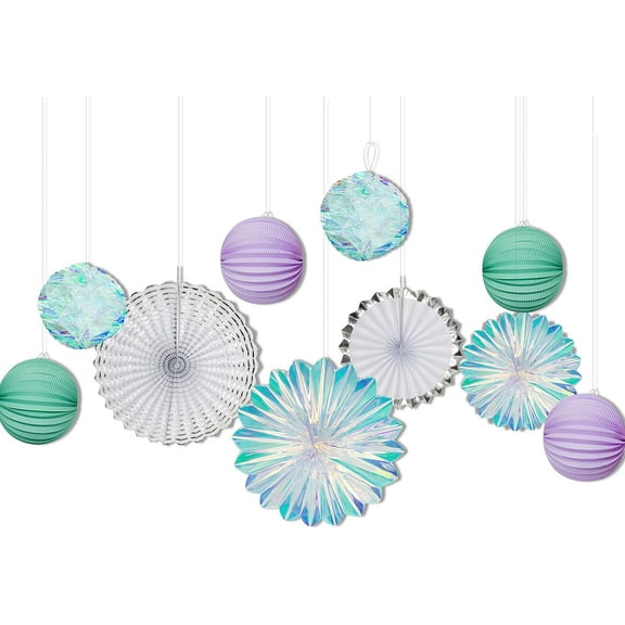 Cheerland Iridescent Party Centerpiece Hanging Fan Pompom Decor for Wedding Baby Shower