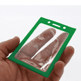 thumbnail image 3 of Vertical Color-Frame Badge Holder - Clear Vinyl Window Protector with Color Border for Single Credit Card Size Key Cards and Badges by Specialist ID (Green), 3 of 5