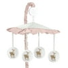 Blush Pink, Mint Green and White Boho Musical Baby Crib Mobile for Woodland Deer Floral Collection by Sweet Jojo Designs